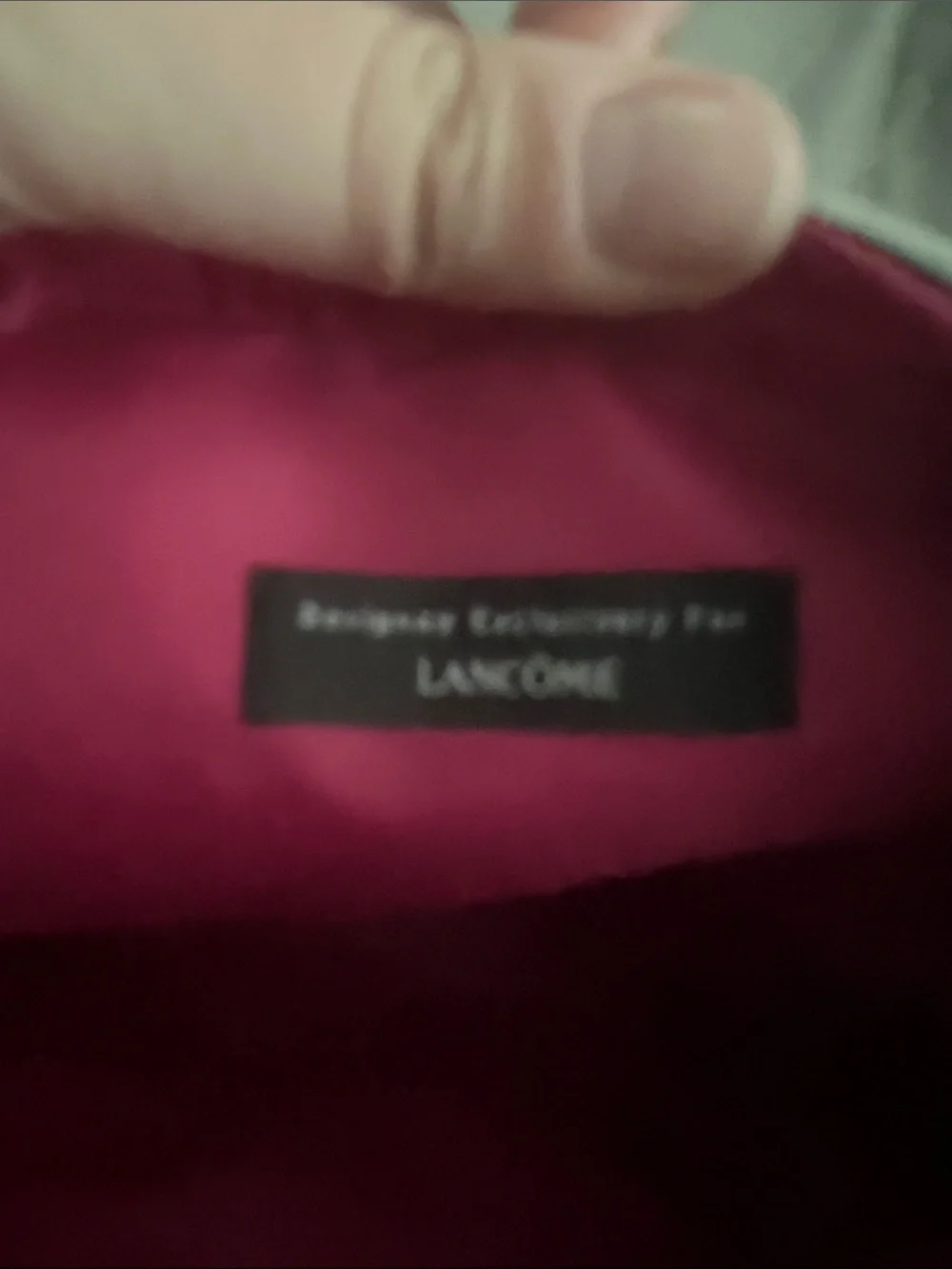 Lancome Black Cosmetic Bag with Pink Paris & Lipstick Motif